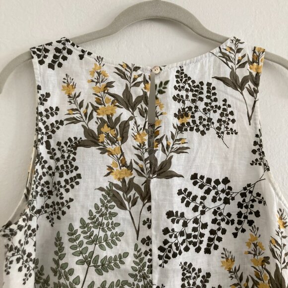 Cynthia Rowley 100% Linen White Floral Fern Shift Dress Womens Small Lagenlook - Picture 8 of 11